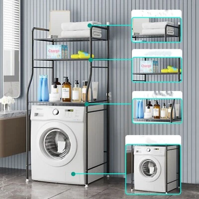 GENERICO Scaffale Da Bagno Salvaspazio Per Sopra Lavatrice Con 3 Ripiani In Acciaio