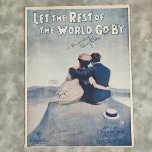 Vintage 1919 Witmark 'Let the Rest of the World Go By' Blue 9x12 Sheet Music 🎶 - Picture 1 of 5
