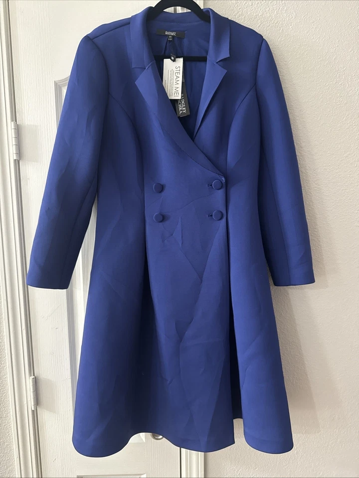 Abrigo de vestir Badgley Mischka azul cobalto para mujer talla 14 nuevo con etiquetas hermosa calidad Foto 1 de 4