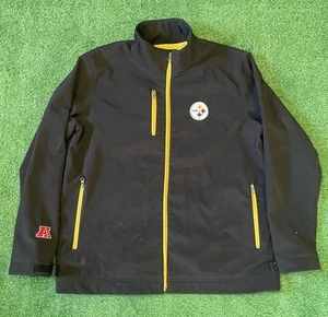 Chaqueta Steelers NFL Cremallera Completa Para Hombre Grande Negra Spellout Back Ropa de Equipo - Imagen 1 de 8