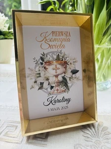 Personalizowana Pamiątka Pamiątka Pierwszej Komunii Świętej, Ramka Na Komunię - Picture 1 of 4