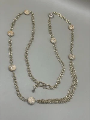 "Collar de cadena de estación de 36,5"" de jaspe dorado texturizado firmado Barse" Foto 1 de 4