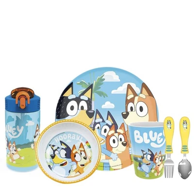 Juego de regalo de vajilla Bluey Kids incluye plato, cuenco, vaso, botella de agua, un... Foto 1 de 4