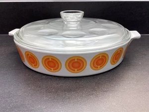 Teller mit Deckel Pyroflam Vintage Dekor orange PC 12B/25cm - Bild 1 von 15