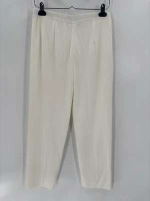 Ming Wang Pants Womens Petite Medium Ivory White Pleated Sheer Knit Stretchy - Image 1 of 4