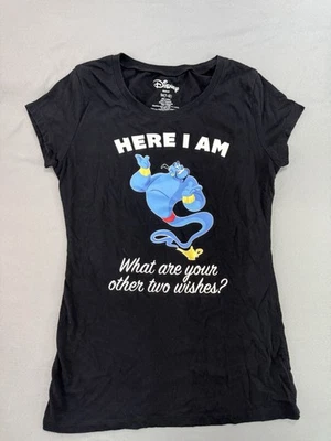 Disney Girls Shirt Aladdin M 7-9 WHAT ARE YOUR OTHER 2 WISHES Medium Graphic - Image 1 of 4