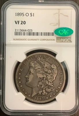 1895-O MORGAN SILVER DOLLAR $1 VF 20 NGC/CAC - Image 1 of 4