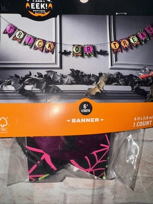 Hyde & Eek! Trick or Trick 6’ Banner Decoration - Halloween/Bats - Image 1 of 2