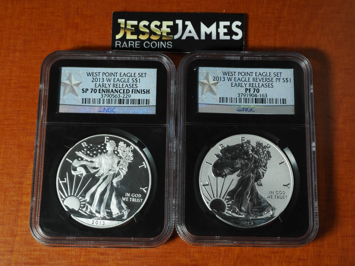 希少　2013 アメリカ　イーグル銀貨　2枚セット　NGC PF70 SP70 2013-W Silver Eagle NGC SP70/RevPF70 - 2pc Anniversary Set