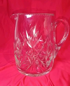 Large Diamond And Fan Cut Glass Jug/Pitcher 15cm Tall 10cm Diameter - Picture 1 of 9