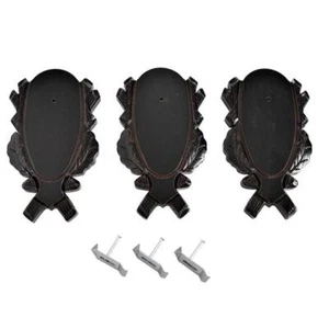 3x corzo tallado placas de trofeo escudo oscuro tablero 3x pinzas para cuernos - Imagen 1 de 3