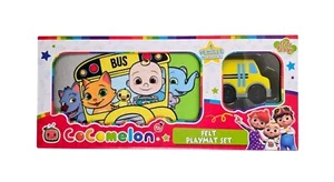New - Cocomelon Felt Playmat Set Yellow Bus Vehicle Included Felt Mat 80cm Wide - Picture 1 of 10