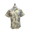 Primark Hawaiian Shirt Beach Yellow & Grey Leaf Print Men's UK Medium