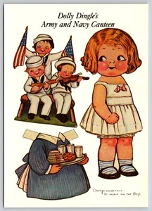 Postal Dolly Dingles Ejército y Marina Cantina Muñeca de Papel Fuerzas Armadas - Imagen 1 de 2