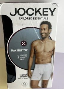 Jockey 3-Pack Men's Cotton Stretch Mid-Rise Boxer Briefs Black Grey Size LARGE - Picture 1 of 4