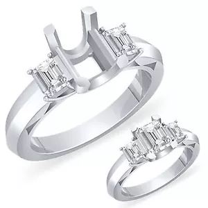 0,50 kt Smaragd Drei Steine Halbfassung F VS2 Diamant Verlobungsring Platin 950 - Bild 1 von 2