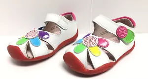 Pediped Daisy White Multi Toddler Girls Sz 6-6.5 Closed Toe Sandal Flower - Picture 1 of 11