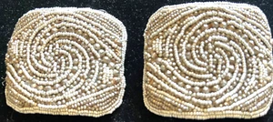 Vintage Holfast Shoe Buckels Silver /BLK Beaded Box Shape 2"x 2 3/4" - Picture 1 of 4