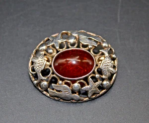 Fischland Brosche Bernstein Silber 835 Fischland, Georg Kramer - Bild 1 von 4