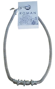 ROMAN ORIGINALS silver tone necklace with sparkly beading brand new - Picture 1 of 3