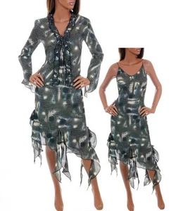 DRESS-U anthrazit/hellbraun 2-teiliges Kleid mit Jacke & Fischschwanzboden. Gr. 6, 8, 14. - Bild 1 von 1
