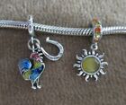 2 CHOICES: 925 SILVER MORNING BLUE ROOSTER OR GOLD SUN DANGLE EUROPEAN CHARM