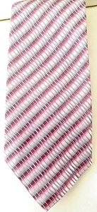 Mens Silver & Pink Striped Silk Formal Necktie 4" inches Tie Geoffrey Beene MINT - Picture 1 of 4