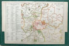 1920 Antique Map; London Petty Sessions: Bacons Large Scale London Atlas