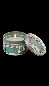 Scented Candle 3 Oz Snow Flowers In Floral Tin Rare NEW - Picture 1 of 2