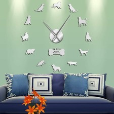 Golden Retriever Wall Clock DIY Christmas Gift Canine Pet Lovers Adhesive Silent