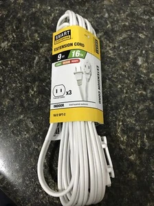 9' Blanco interior 3 enchufe de salida 16/2 Cable de extensión de energía eléctrica blanco (LLB-22) - Imagen 1 de 3