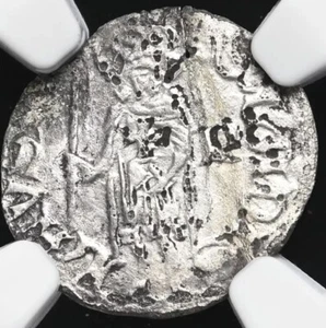 SCARCE MINT ERROR, Hungary 1342-1382 AD King Ludwig I Silver Denar Coin, NGC AU - Picture 1 of 5