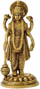 Standing Lord Vishnu God Handmade Brass Idol Statue Figurine Gift  - Picture 1 of 5