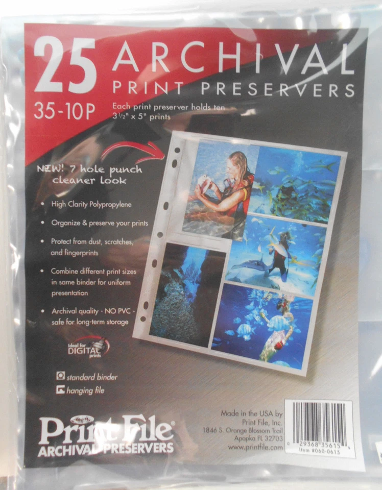 Print File Print Preservers 35-10P Holds 3.5 x 5 Ten Prints to a Page (25 pages) - Image 1 of 1