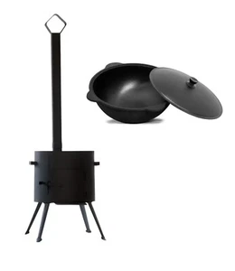 Juego Kazan Kazan 16 L + Utschak horno de fuego Uchag barbacoa cocina con cocina al aire libre - Imagen 1 de 5