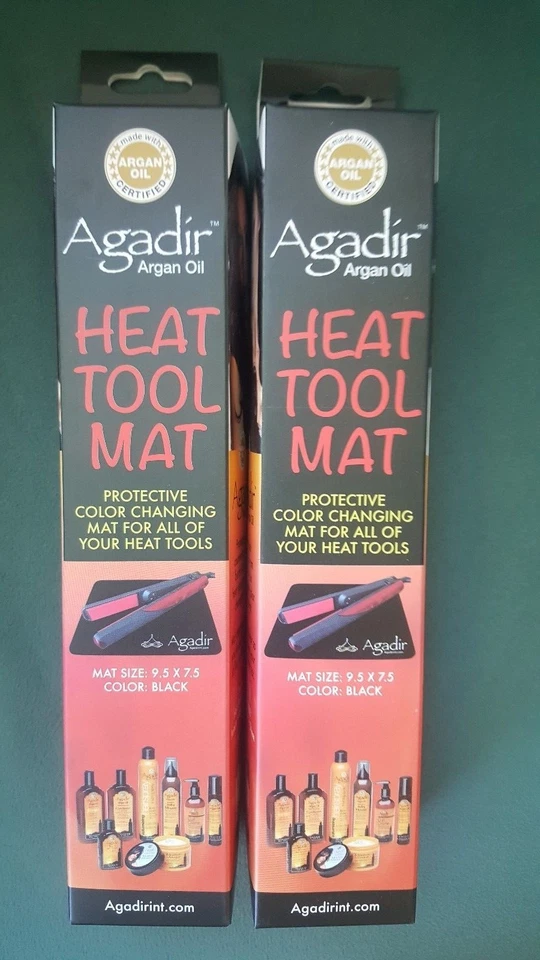2 pcs Agadir Organic Argan Oil Hair Heat Tool Mats 9.5x7.5 black NIB Foto 1 de 1