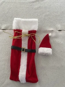 Christmas SANTA SUIT WINE BOTTLE BAG w/ hat - Picture 1 of 6