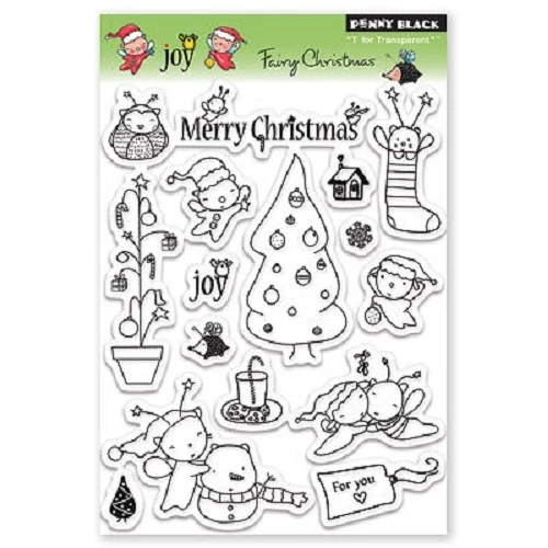 Penny Black Rubber STAMPS Clear Fairy Christmas 16 Transparent Holiday Set