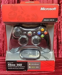 NEW SEALED Genuine OEM Microsoft Xbox 360 Wireless Controller Windows Black - Afbeelding 1 van 16
