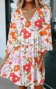 GSTQ Orange Floral Shift Dress NEW NWT - Picture 1 of 7