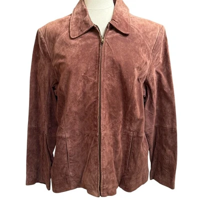 Chaqueta de gamuza de cuero bombardero marrón cacao Relativity para mujer 2X Western Academia Foto 1 de 4