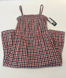 OshKosh B’gosh Girls 4th Of July Dress Size 8 Plaid Red White & Blue New - Picture 1 of 4