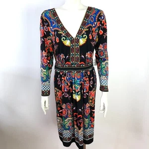 ECI New York NEW XL A-Line V-Neck Above Knee Dress BOHO Festival All Over Print - Picture 1 of 17