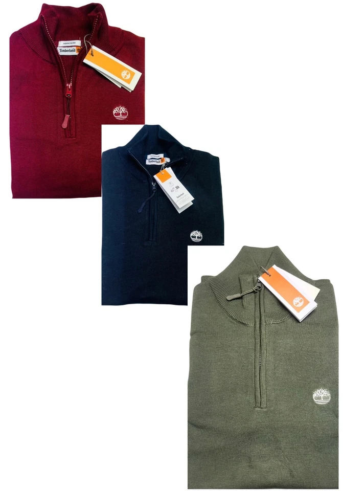 TIMBERLAND MANGA LONGA AJUSTE REGULAR NOVO EM FOLHA QUARTO ZÍPER JUMPER - Imagem 1 de 1