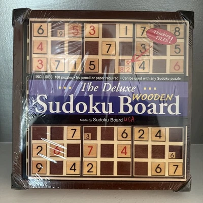 Sudoku Deluxe Wooden Game 100 puzzles Sudoku Board USA Sealed NEW - Image 1 of 2