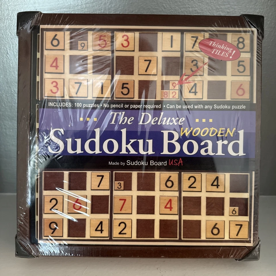 Sudoku Deluxe Wooden Game 100 puzzles Sudoku Board USA Sealed NEW - Image 1 of 2
