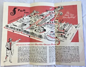 1959 GUIDE TO POP PACIFIC OCEAN PARK SANTA MONICA CALIFORNIA MAP FOLDER BROCHURE - Picture 1 of 3