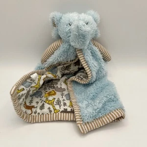 Mud Pie Blue Elephant Lovey Baby Security Blanky Plush Zoo Animal Print - Picture 1 of 6