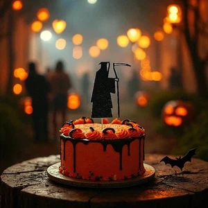 Glitzer Sensenmann Halloween Tortenaufleger 6,5" ein- oder doppelseitig wählbar - Bild 1 von 3