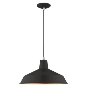 Lighting 41183-04 Metal Shade - 16" One Light Mini Pendant, Black Finish with... - Picture 1 of 9